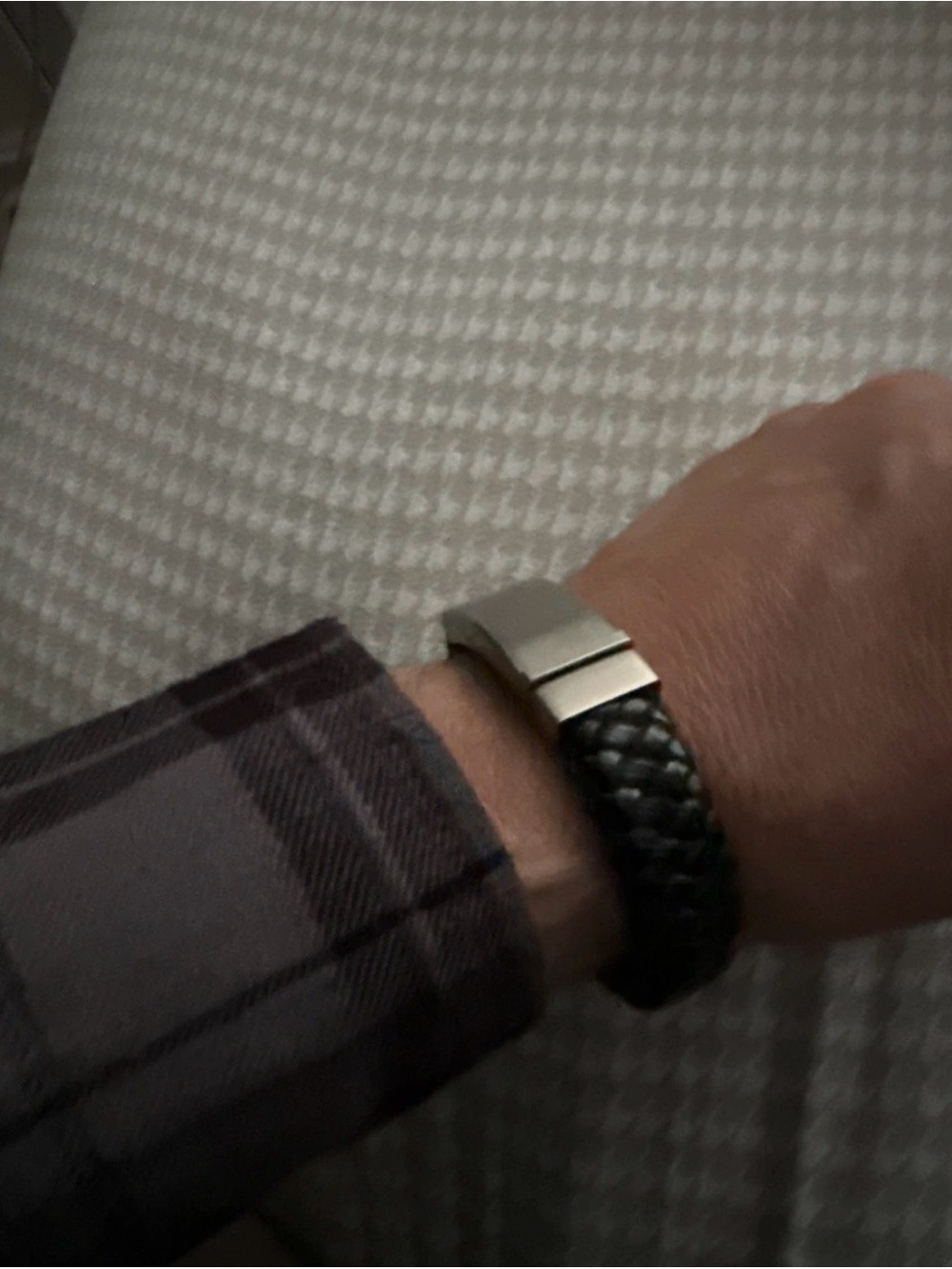 Men's Black Braided Leather Bracelet with Silver Clasp